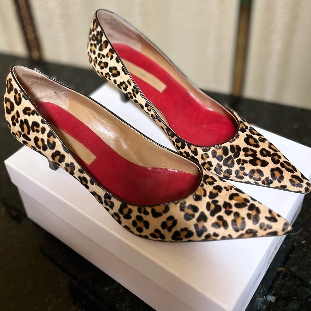 Bandolino Animal Print Leather Calf Hair Heels - Picture 7 of 12